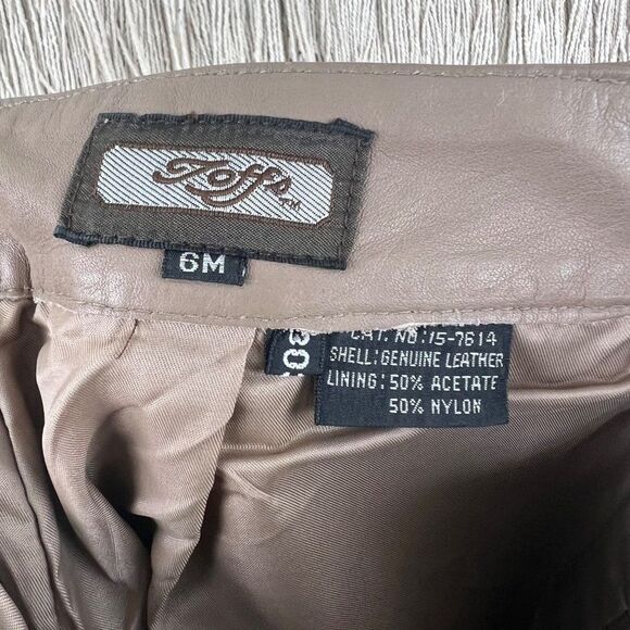 Toffs Women's Leather Taupe Vintage Y2K High Rise Pants Size 6 - Picture 9 of 9
